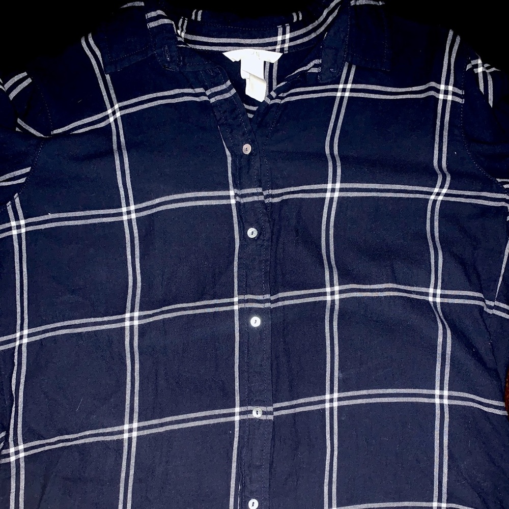 ❄️Navy blue and white flannel❄️